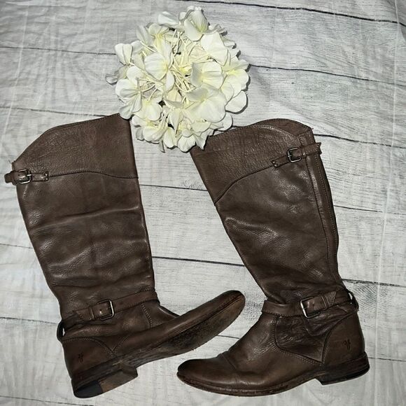 Frye Phillip Equestrian Leather Riding Boot Tall Buckles sz 11 - Picture 1 of 8